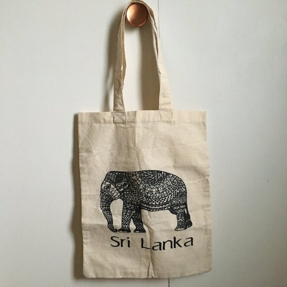 NWOT Sri Lanka Elephant Illustrated Cloth Tote Book Bag - Picture 5 of 5